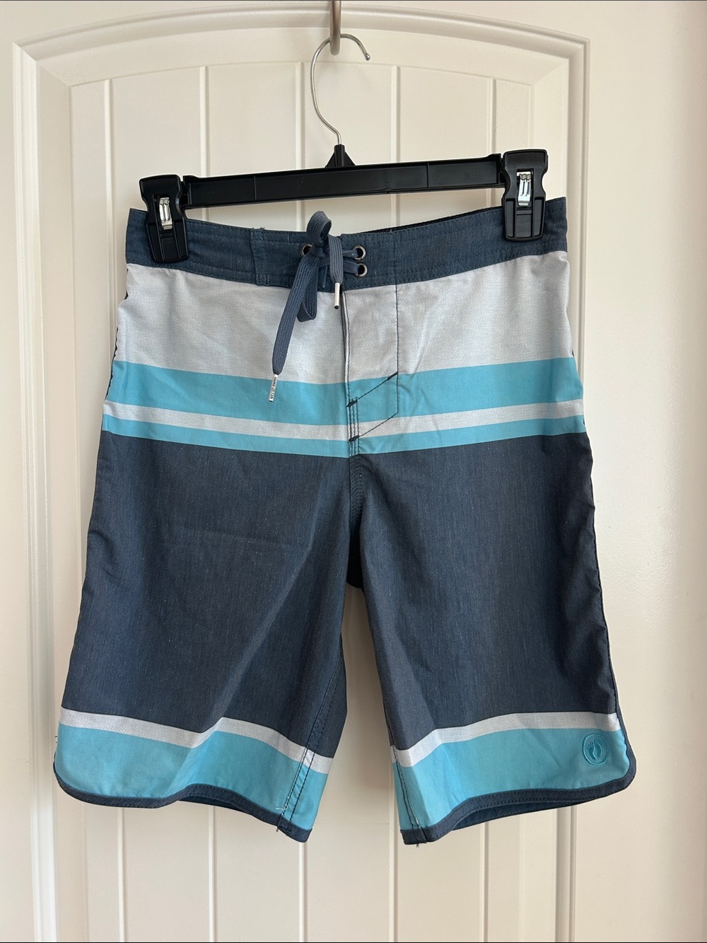 Hang Ten Navy and Aqua Striped Board Shorts